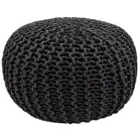 Sittpall pouf Ø 55 cm avstolens kudde grovt stickning svart - Bild 2