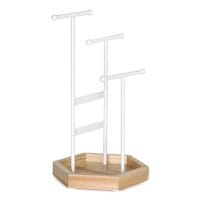 Songmics Jewelery Display Stand Holder, Metal Wood smycken Trädhalsband, armband, örhängen, tappar, ringar, presentflickor kvinnor, White JJS03NW - Bild 7