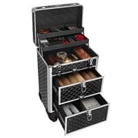 SONGMICS Låsbart sminkfodral, Rolling Cosmetics Beauty Trolley Box, Svart - Bild 5