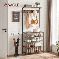 Vasagle Coat Rack Stand, Hall Tree With Shoe Storage, 5 Tier Shoe Rack, rustikbrun och svart - Bild 2