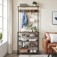 Vasagle Coat Rack Stand, Hall Tree With Shoe Storage, 5 Tier Shoe Rack, rustikbrun och svart - Bild 3