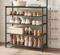 Vasagle Coat Rack Stand, Hall Tree With Shoe Storage, 5 Tier Shoe Rack, rustikbrun och svart - Bild 4