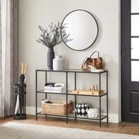 Vasagle Console Table, soffbord med 3 hyllor, härdat glashylla, svart - Image 2