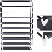 Songmics 10-Tier Shoe Rack, skoshylla för upp till 54 par skor, fristående lagringsarrangör, skåp, 100 x 28 x 162 cm, svart rxj00h - Bild 3