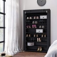 Songmics 10-Tier Shoe Rack, skoshylla för upp till 54 par skor, fristående lagringsarrangör, skåp, 100 x 28 x 162 cm, svart rxj00h - Bild 7