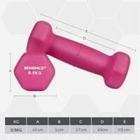 Songmics 2 hantlar, 2 x 0,5 kg icke-halk Neoprene handvikter med matt finish, rosa - Bild 2