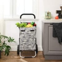 Songmics Shopping Trolley on Wheels, kundvagn, lastkapacitet 40L, 47 x 33 x 97 cm, svart - Bild 2