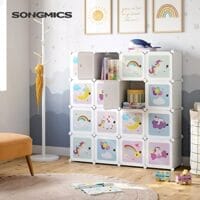 Songmics Cube Hylla Multifunktionsskåp, barnskor Leksaker 123 x 31 x 123 cm Vit - Bild 3