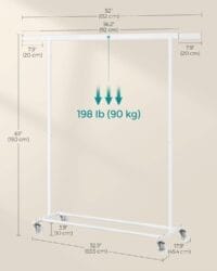 SONGMICS Klädställ på hjul, Heavy Duty Klädstång, Portabel, Klassisk Vit - Bild 7