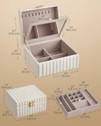 2-lagers Speglad Smyckeskrin, Smyckesorganisatör,, Flytande Effekt, 8,5 X 9,4 X 5,3 Tum - Bild 5