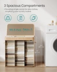 Tvättkorg i Bambu med Handtag, 150 L, Naturbeige - Bild 4