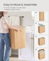 Tvättkorg i Bambu med Handtag, 150 L, Naturbeige - Bild 6