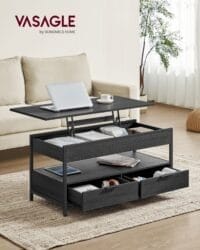 Soffbord, Vardagsrumsbord, med Förvaringslådor, Kolgrå Och Bläcksvart - Bild 2