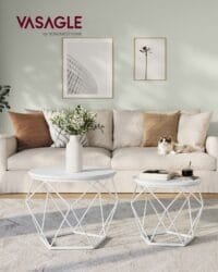 2 Sidobord, Soffbord Modern Stil, Avtagbar Bordsskiva, Snövit Och Molnvit - Bild 2