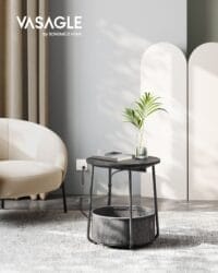 Runt Sidobord med Laddstation, Soffbord, Sängbord, Ebenholtssvart-skiffergrå - Bild 2