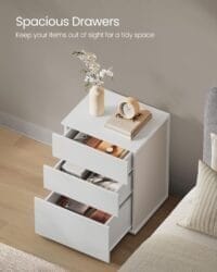 Supersnabb Montering Utan Verktyg, Nattduksbord, 3 Förvaringslådor, Sidobord, Cappuccino Beige - Bild 5