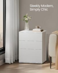 Supersnabb Montering Utan Verktyg, Nattduksbord, 3 Förvaringslådor, Sidobord, Cappuccino Beige - Bild 6