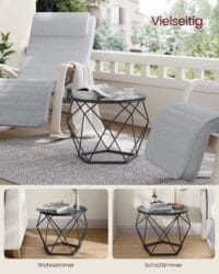 Runda Soffbord, Set med 2 Sidobord, Modern Stil, Skiffergrå Och Bläcksvart - Bild 3