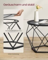 Runda Soffbord, Set med 2 Sidobord, Modern Stil, Skiffergrå Och Bläcksvart - Bild 7