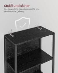 6-lagers Bokhyllor med Justerbar LED-belysning, Hylla med Stålram, Ebenholtssvart - Bild 6
