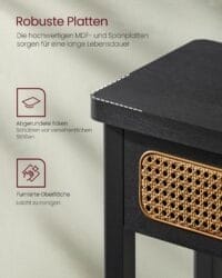Konsolbord, Entrébord, Entrémöbel, Öppen Hylla, Rundade Hörn, Boho-stil, Asksvart - Bild 6