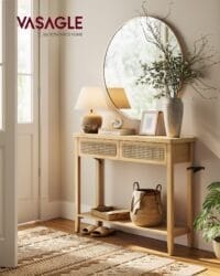 Konsolbord För Hall, Smalt Soffbord För Vardagsrum, Boho-stil, Ekbeige - Bild 2