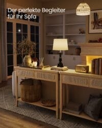 Konsolbord För Hall, Smalt Soffbord För Vardagsrum, Boho-stil, Ekbeige - Bild 3