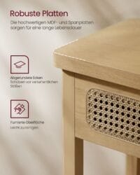 Konsolbord För Hall, Smalt Soffbord För Vardagsrum, Boho-stil, Ekbeige - Bild 4