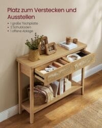 Konsolbord För Hall, Smalt Soffbord För Vardagsrum, Boho-stil, Ekbeige - Bild 5