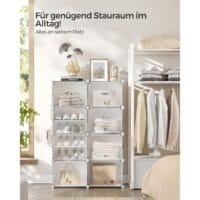 Skoställ, 8-kubers Skoställ med Dörrar, 32 Par Skoförvaringsskåp i Plast, Stålram, Vit - Bild 2