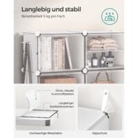 Skoställ, 8-kubers Skoställ med Dörrar, 32 Par Skoförvaringsskåp i Plast, Stålram, Vit - Bild 4