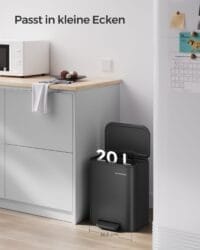 Kökssoptunna, 20 Liters Papperskorg med Lock, med Innerkärl, Svart Bläck - Bild 3
