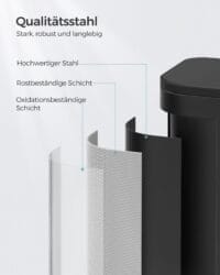 Kökssoptunna, 20 Liters Papperskorg med Lock, med Innerkärl, Svart Bläck - Bild 4