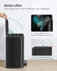Kökssoptunna, 20 Liters Papperskorg med Lock, med Innerkärl, Svart Bläck - Bild 6