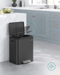 Soptunna Sorterare 2 X 15 L med Lock, Rostfritt Stål, Lufttät, Plastflaska, Kraftig - Bild 3