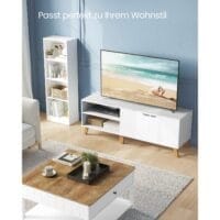 Tv-skåp För Tv-apparater Upp Till 65 Tum, 140 Cm Bred Tv-bänk med 2 Dörrar, Vit - Bild 2