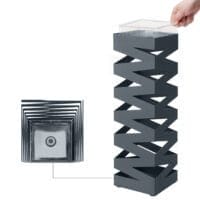 Paraplystativ i Metall, Fyrkantigt Paraplyhållarställ, med 4 Krokar, 15,5 X 15,5 X 49 Cm, Antracitgrå - Bild 6