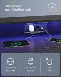 Spelbord med Led, Gamerbord, Datorbord med Skärmhöjare, För 2 Datorer, Klassisk Svart - Bild 3