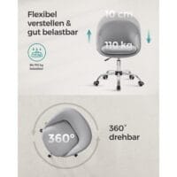 Snurrstol, Skrivbords stol, Skumstoppning, Justerbar i Höjdled, Grå - Bild 5