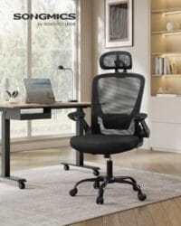 Kontorsstol Ergonomisk Skrivbordsstol Snurrstol med Mesh Vadderat Svankstöd - Bläcksvart - Bild 2