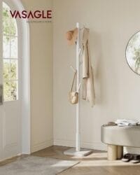 Klädhängare, Klädstativ i Massivt Trä, Fristående, För Entré, Hall, Cappuccino Beige - Bild 2