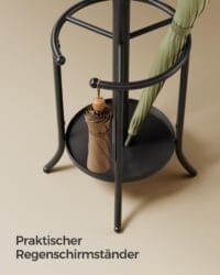 Klädhängare Fristående, Klädstativ med Paraplyhållare, 12 Krokar, Metall, 175 Cm Hög, Bläcksvart - Bild 3