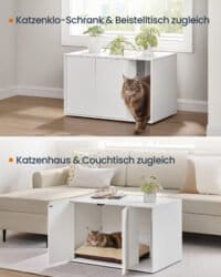 Verktygsfri montering Kattlåda, katthus, för stora katter, sidobord, soffbord, Snövit - Bild 2