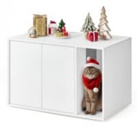 Verktygsfri montering Kattlåda, katthus, för stora katter, sidobord, soffbord, Snövit - Bild 4