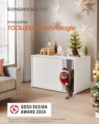 Verktygsfri montering Kattlåda, katthus, för stora katter, sidobord, soffbord, Snövit - Bild 6